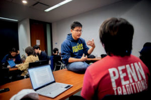 Students in UPGRADE meeting in Penn Engineering.