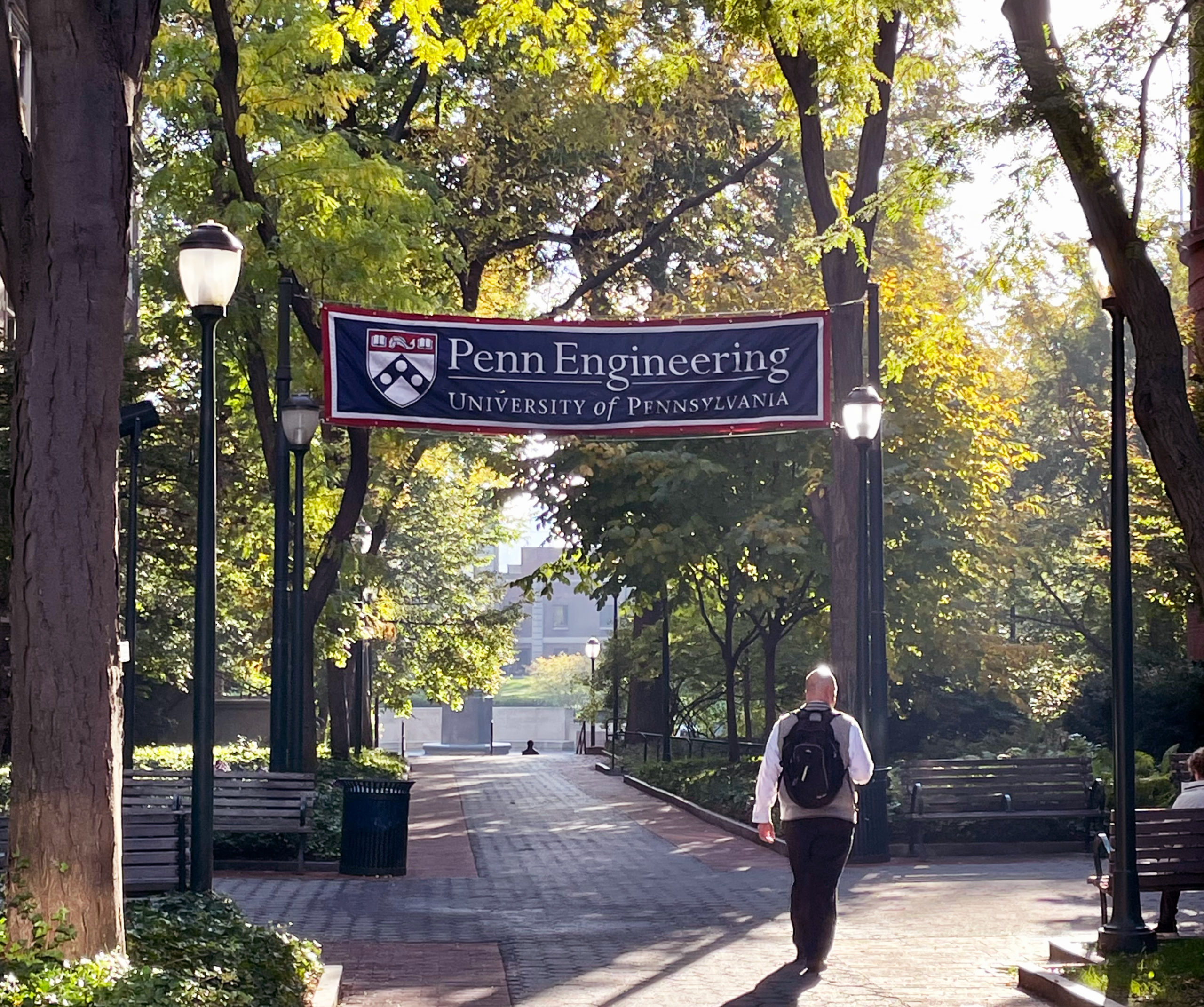 Banner over Smith Walk on Penn Engineering campus.